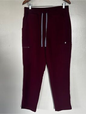 FIGS High Waisted Yola Skinny Scrub Pants Women’s Large Burgundy Wine Cargo